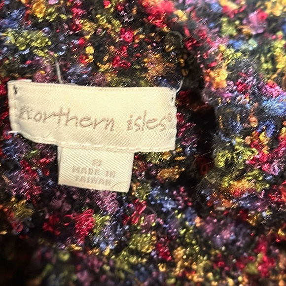 Northern Isles Wool Blend Multi Color Nubby Cardigan Sweater Size Small - Picture 2 of 6